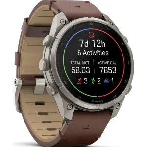 ساعت گارمین Fenix 9 Pro 43mm Titanium with Walnut بند چرمی