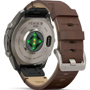 ساعت گارمین Fenix 9 Pro 43mm Titanium with Walnut بند چرمی